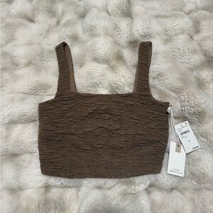 Good American Light Brown Textured Crop Top, Size XS, NWT